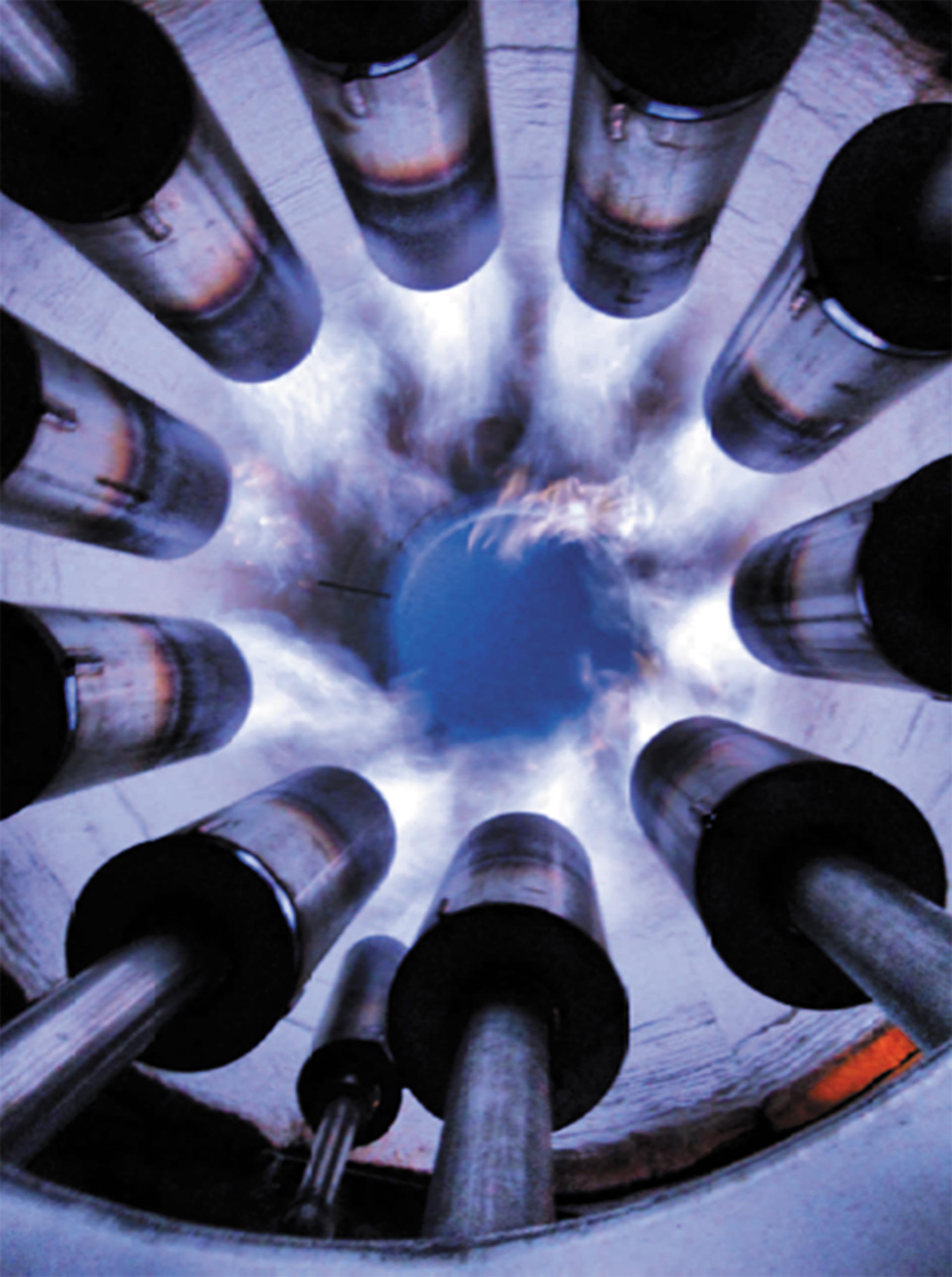 Closeup of combustion within Dual Train EVC