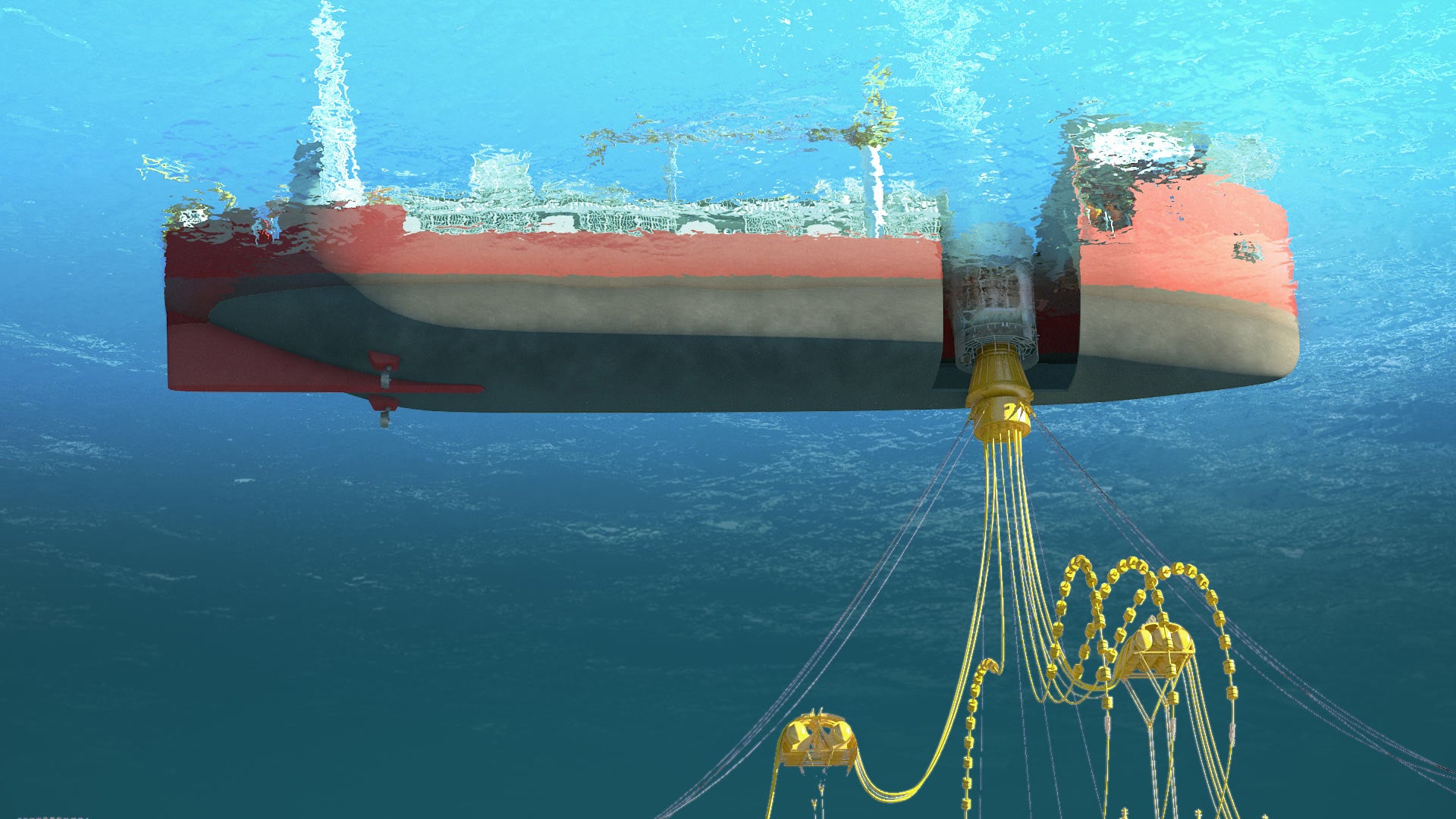 Render of an APL Submerged Turret Production operating under water