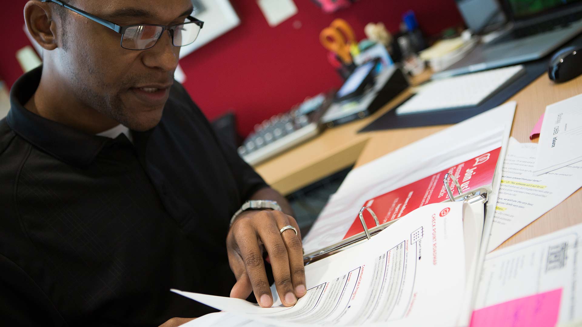 NOV employee working in his office