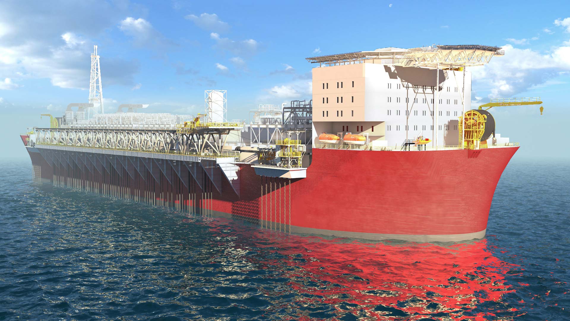 Render of an APL Spread Mooring System offshore