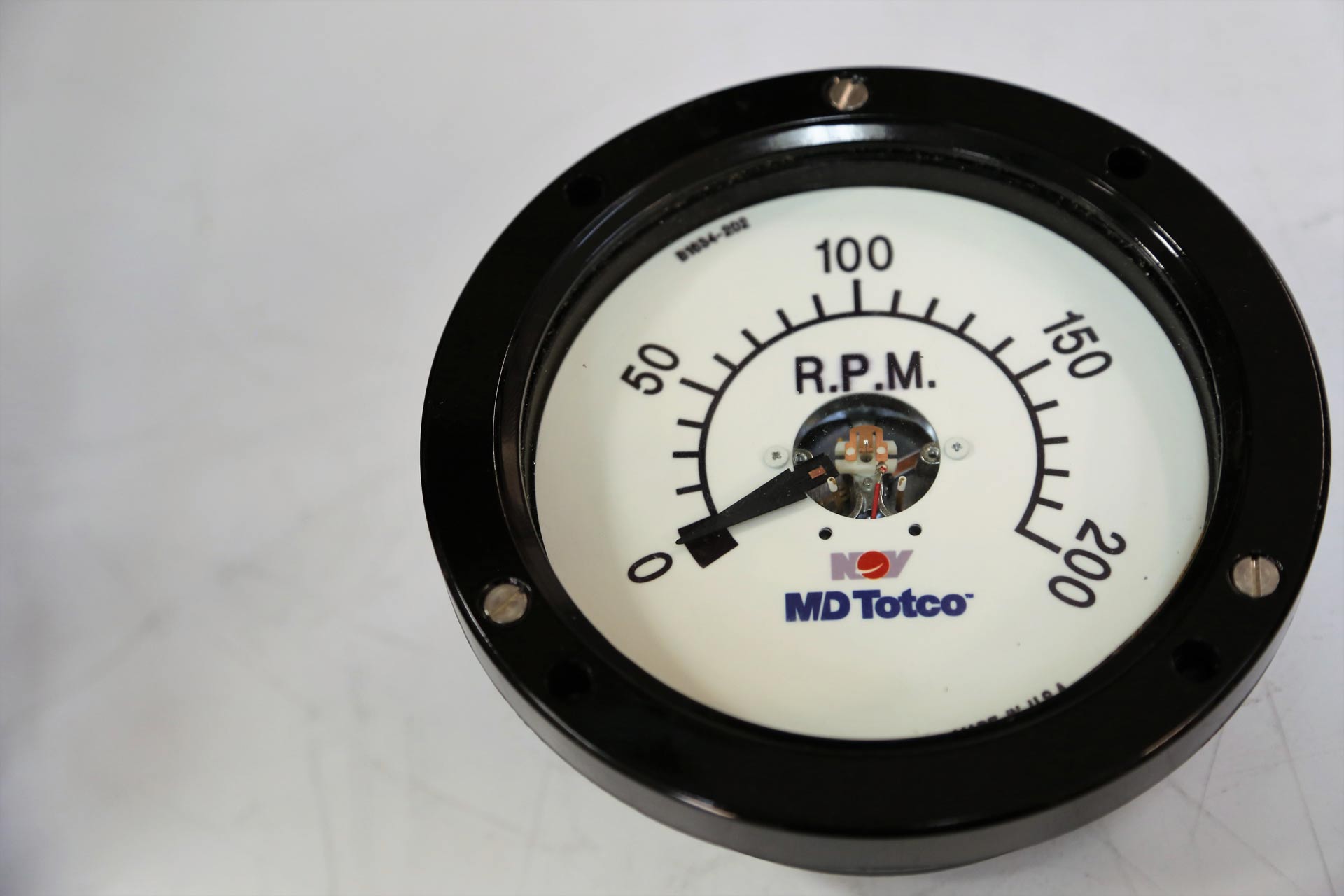 A closeup of an RPM gauge on a M/D Totco system