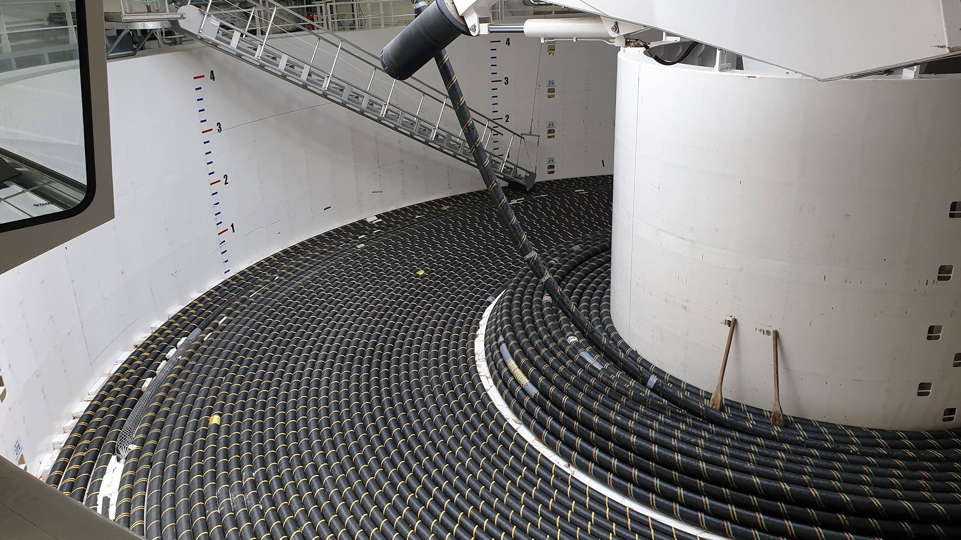 Overhead shot of cable-lay equipment