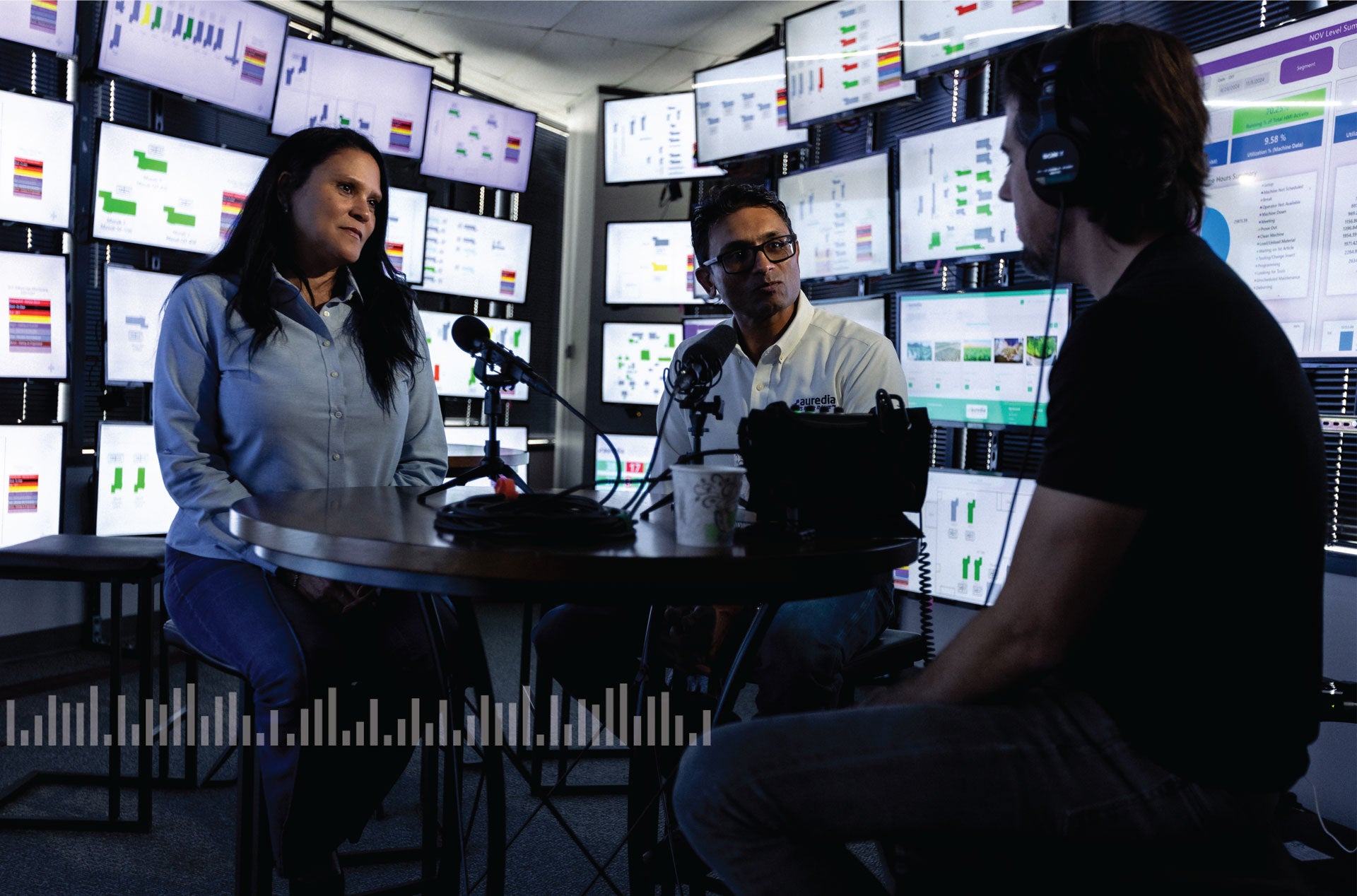 Rachel Lemond and Ashe Menon being interviewed by Paul Dufilho for podcast.