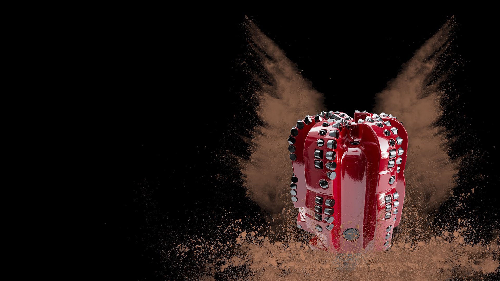 Render of a Pegasus drill bit falling into an explosion of sand
