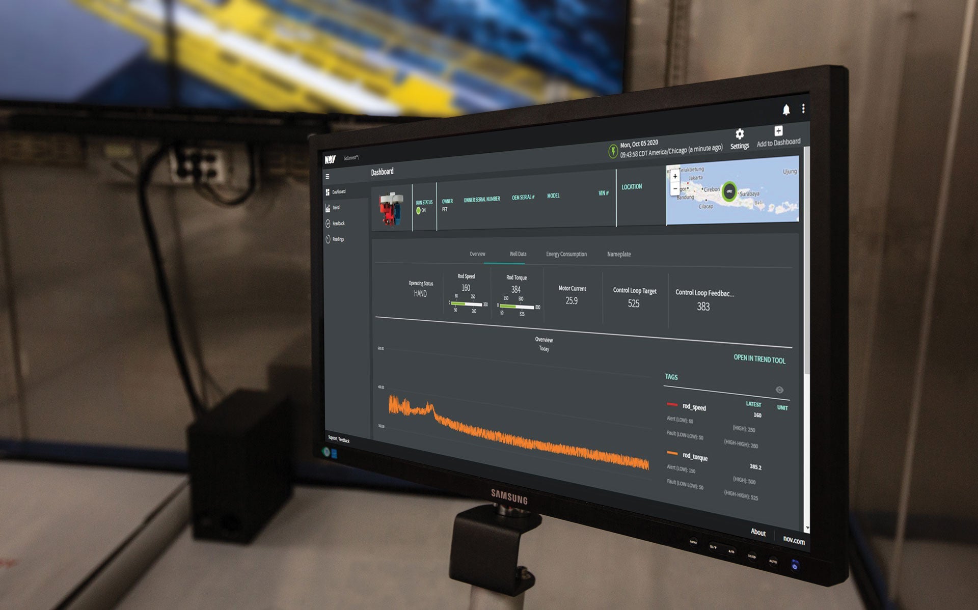 View of a dashboard screen 