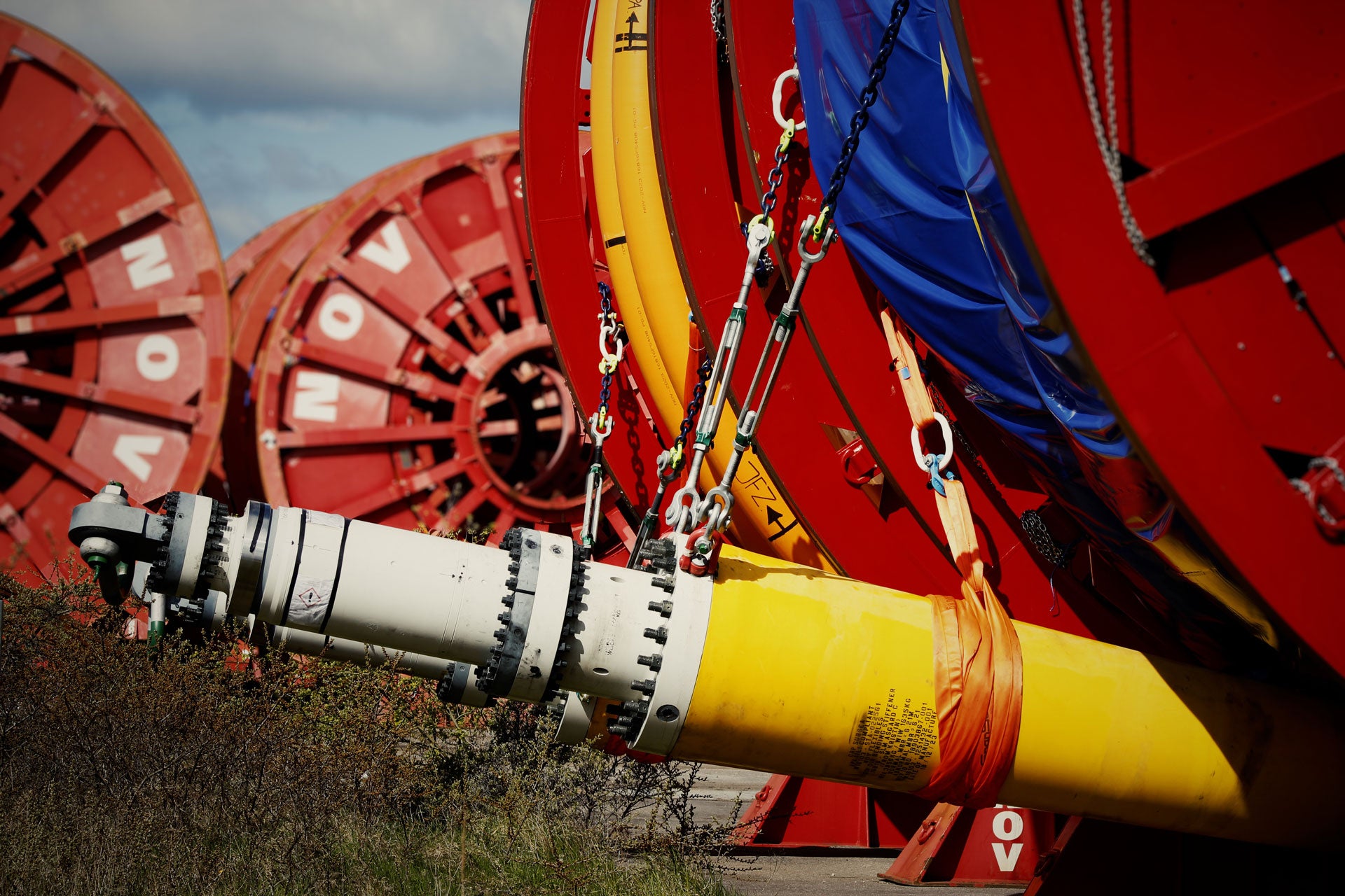 Closeup of Flexible Pipes for Deepwater Applications