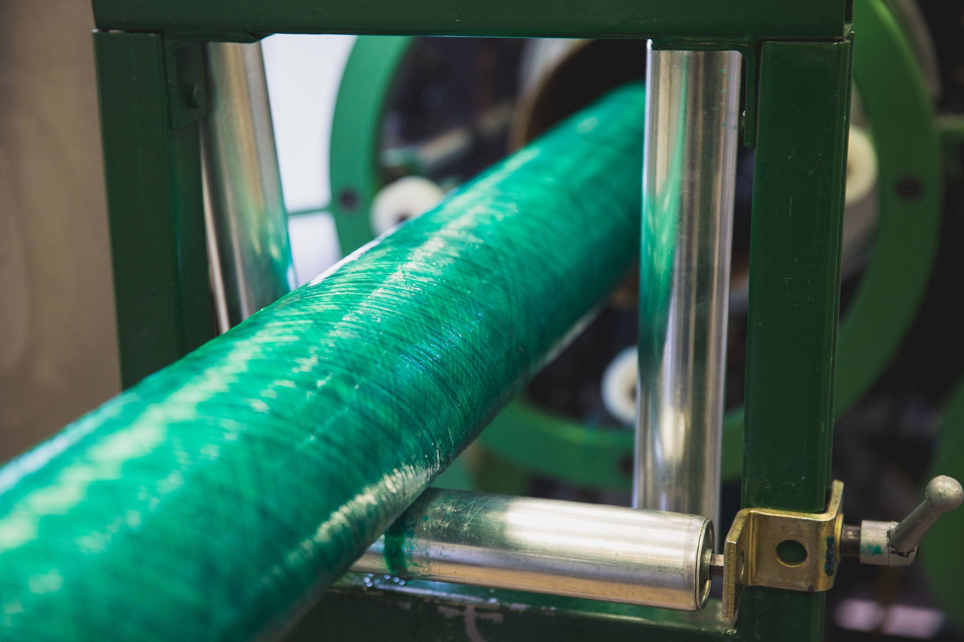 Closeup image of green Fiberspar piping
