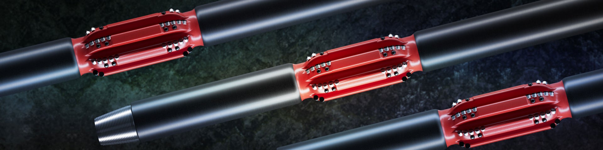 Wide view render of three xCaliper Eccentric String Reamers