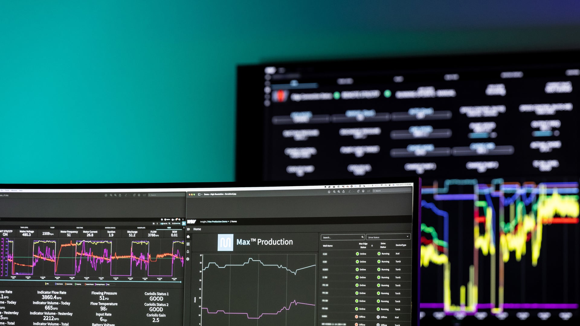 Two screens showing Max data