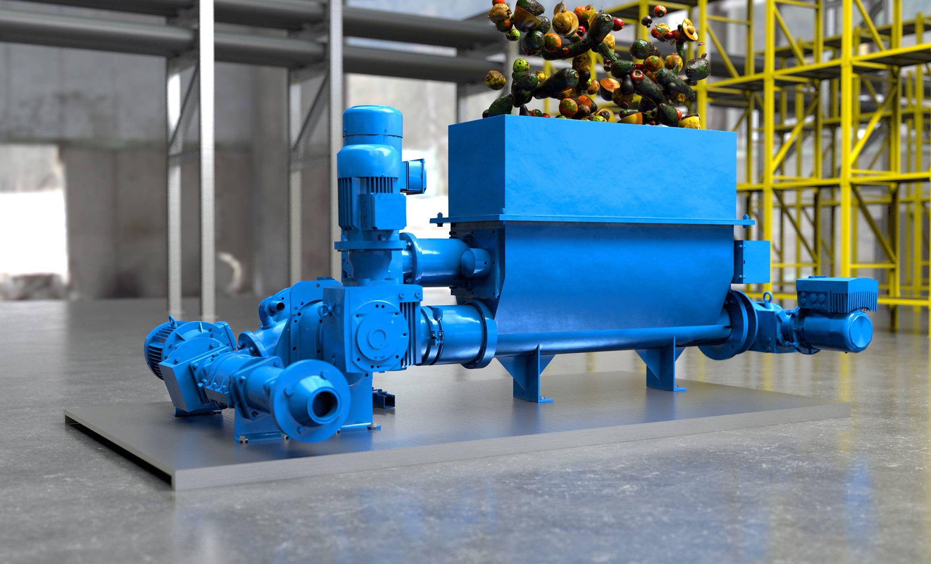 oyno Mono Chopper Hopper render with food waste falling into it