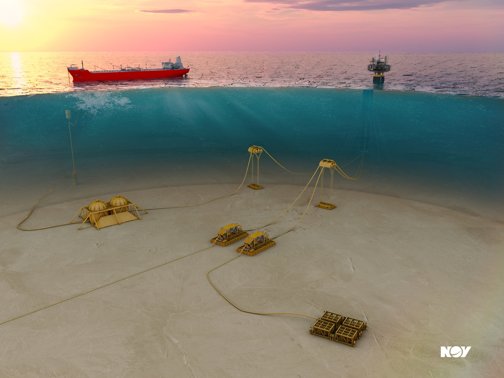 Offshore subsea accessories at work in shallow water