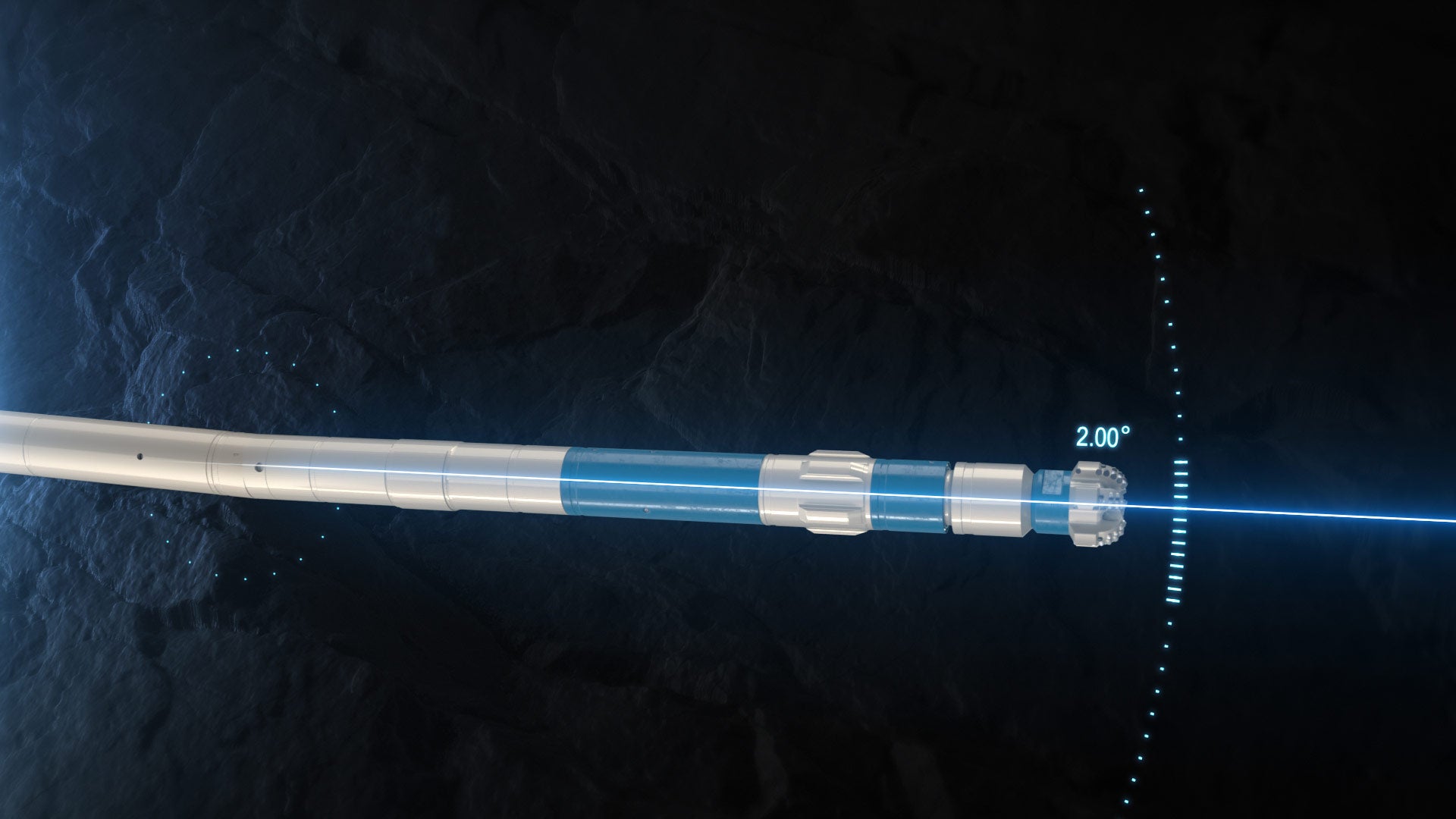 A render depicting the Vector Series 50 SelectShift Downhole Adjustable Motor's capability to change angles while drilling.