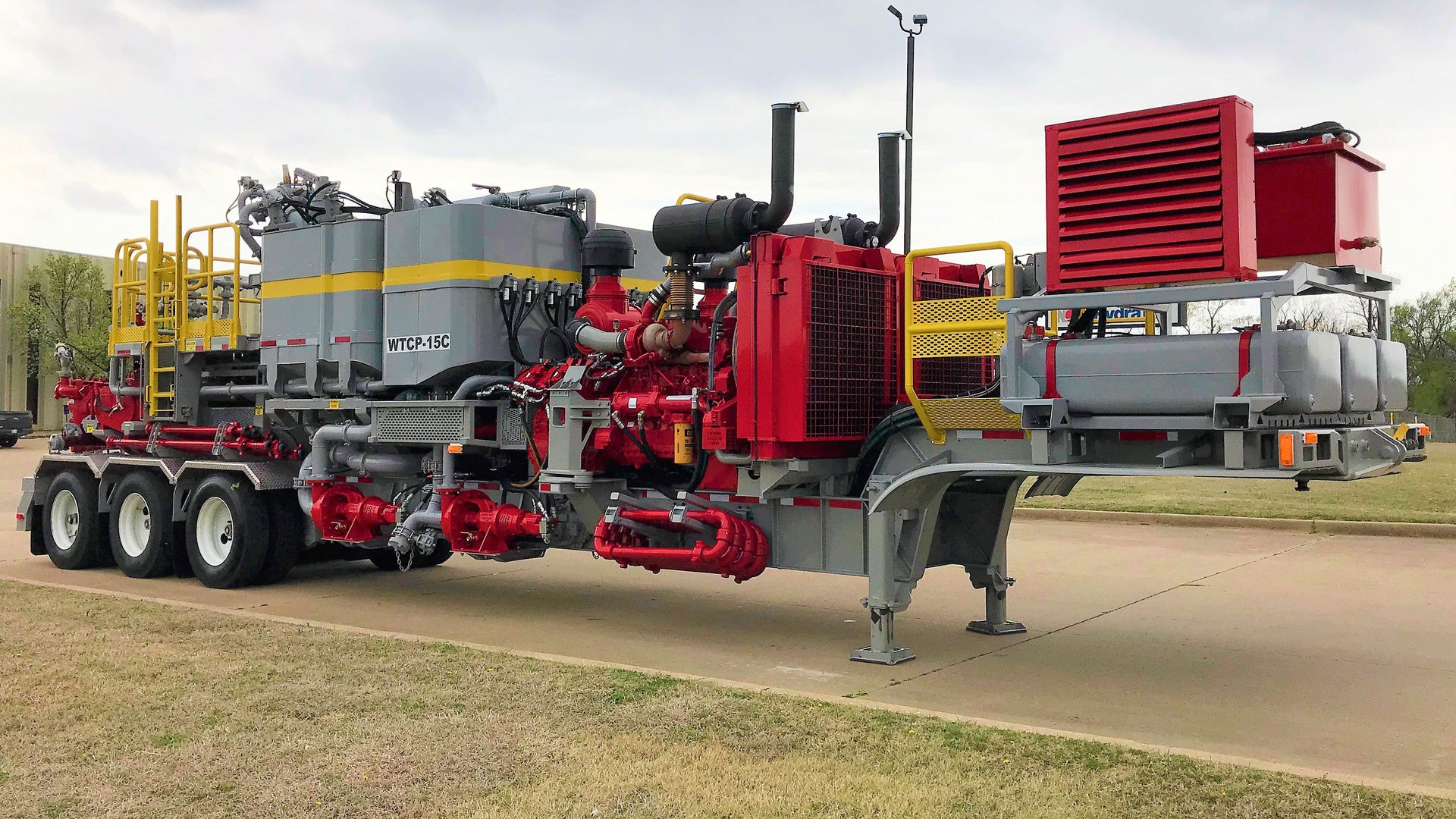 Wilco twin cement pumper trailer on curbside