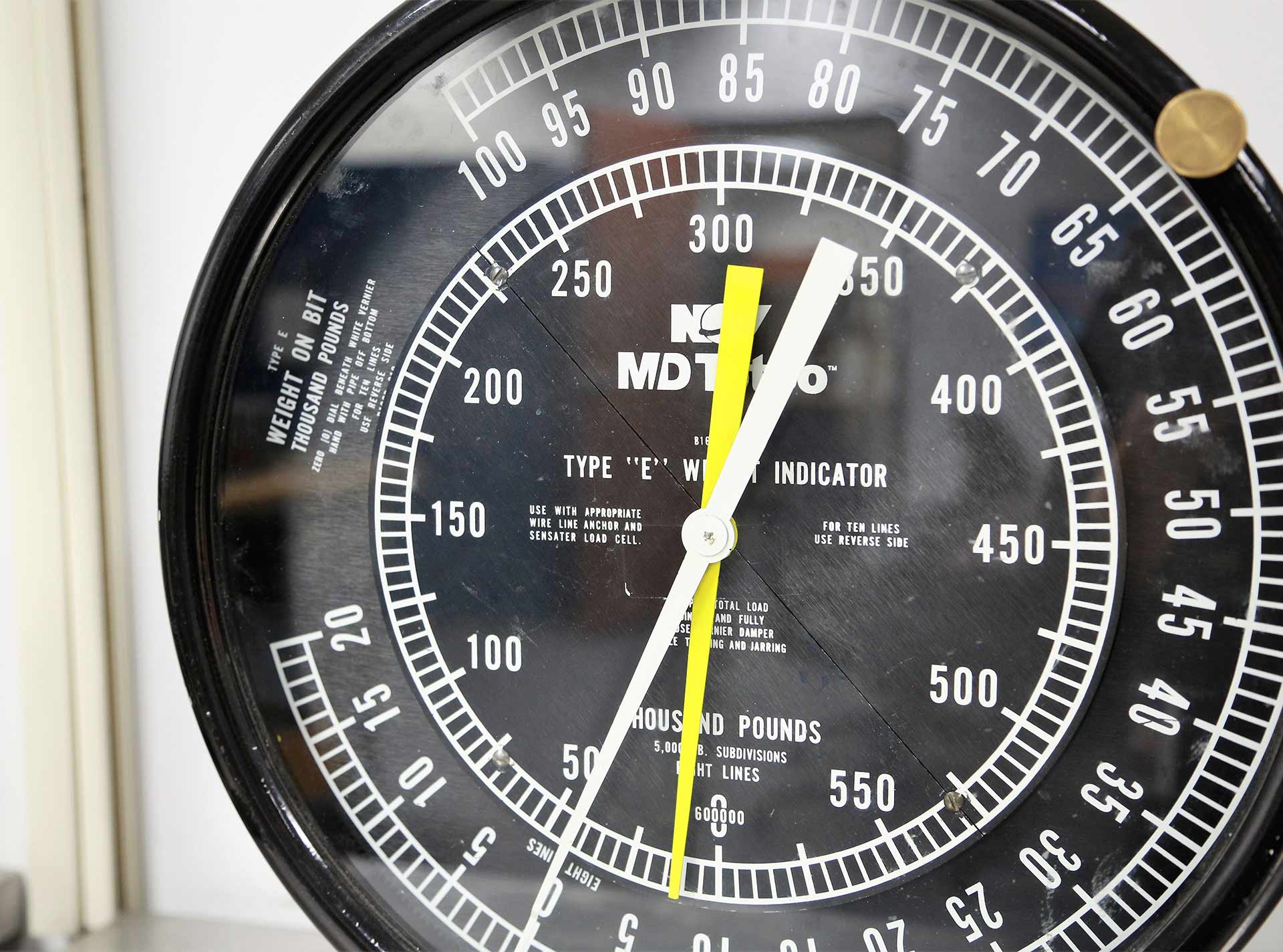 A closeup of a weight indicator