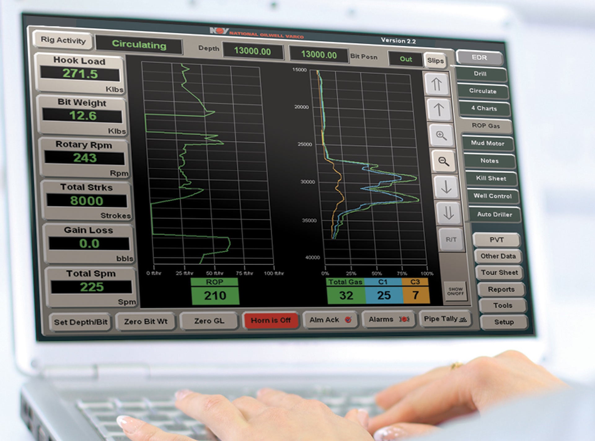 The Gas Watch III Gas Detection System software running on a laptop