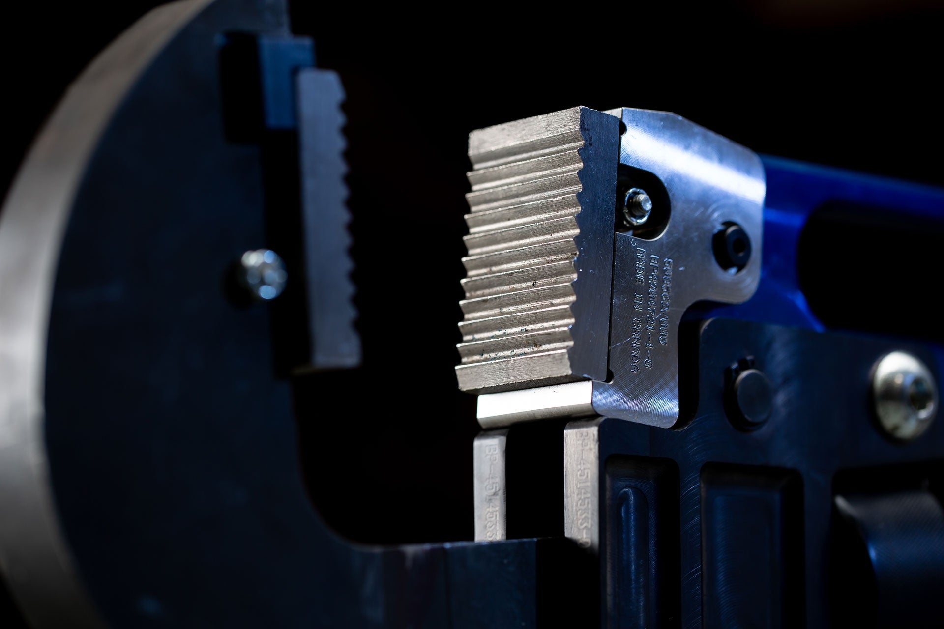 Tight close-up of a 36-in. Safety Pipe Wrench head