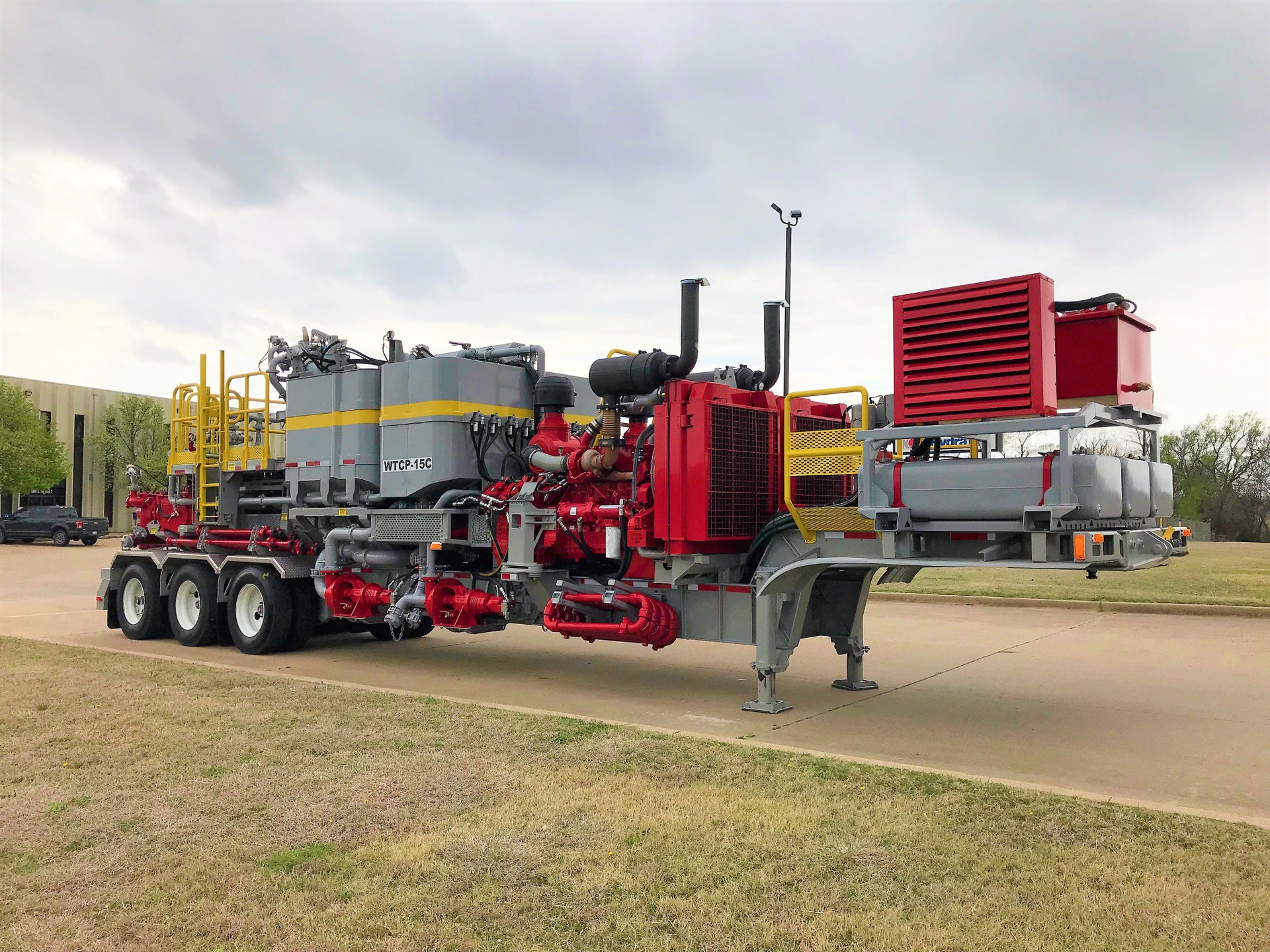 Twin Cement Pumper curbside front view