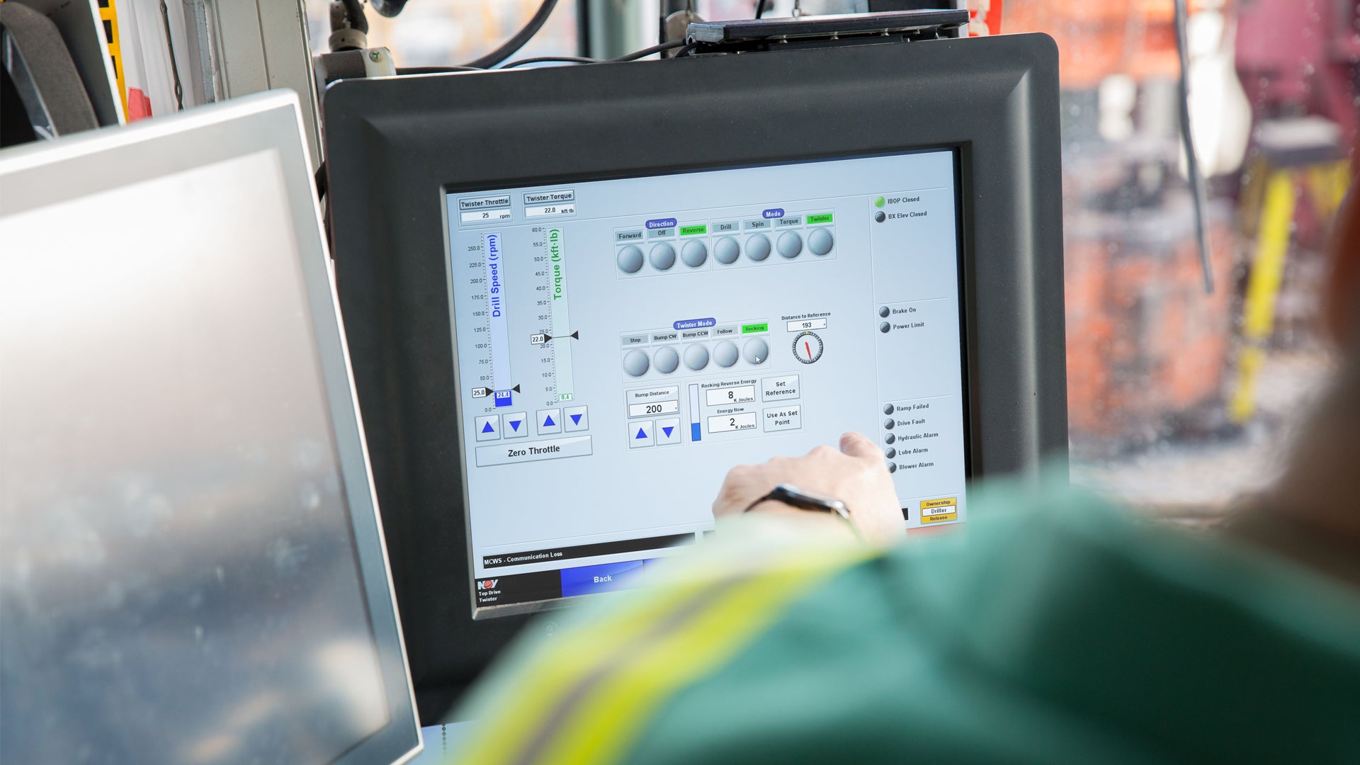 Twister interface on screen