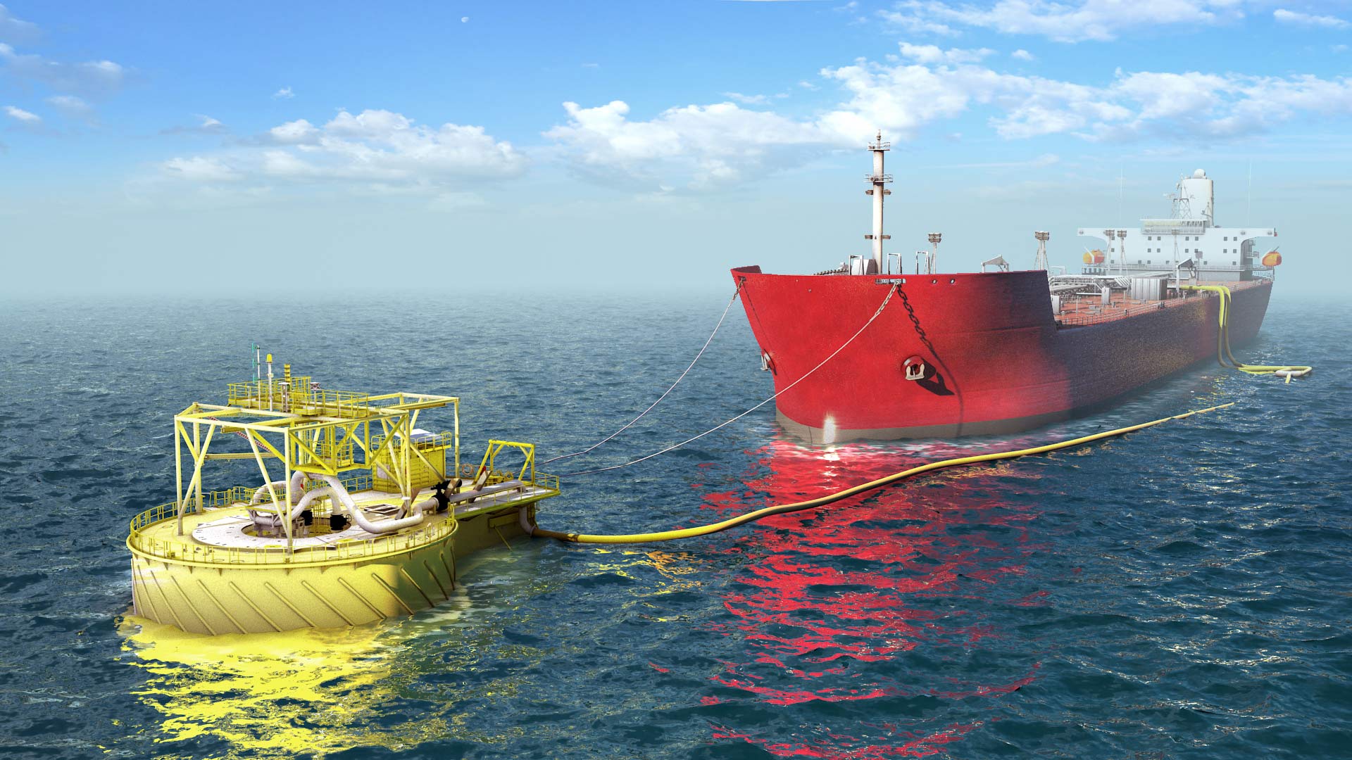 Rendering of the APL Buoy Turret Loading in operation at sea