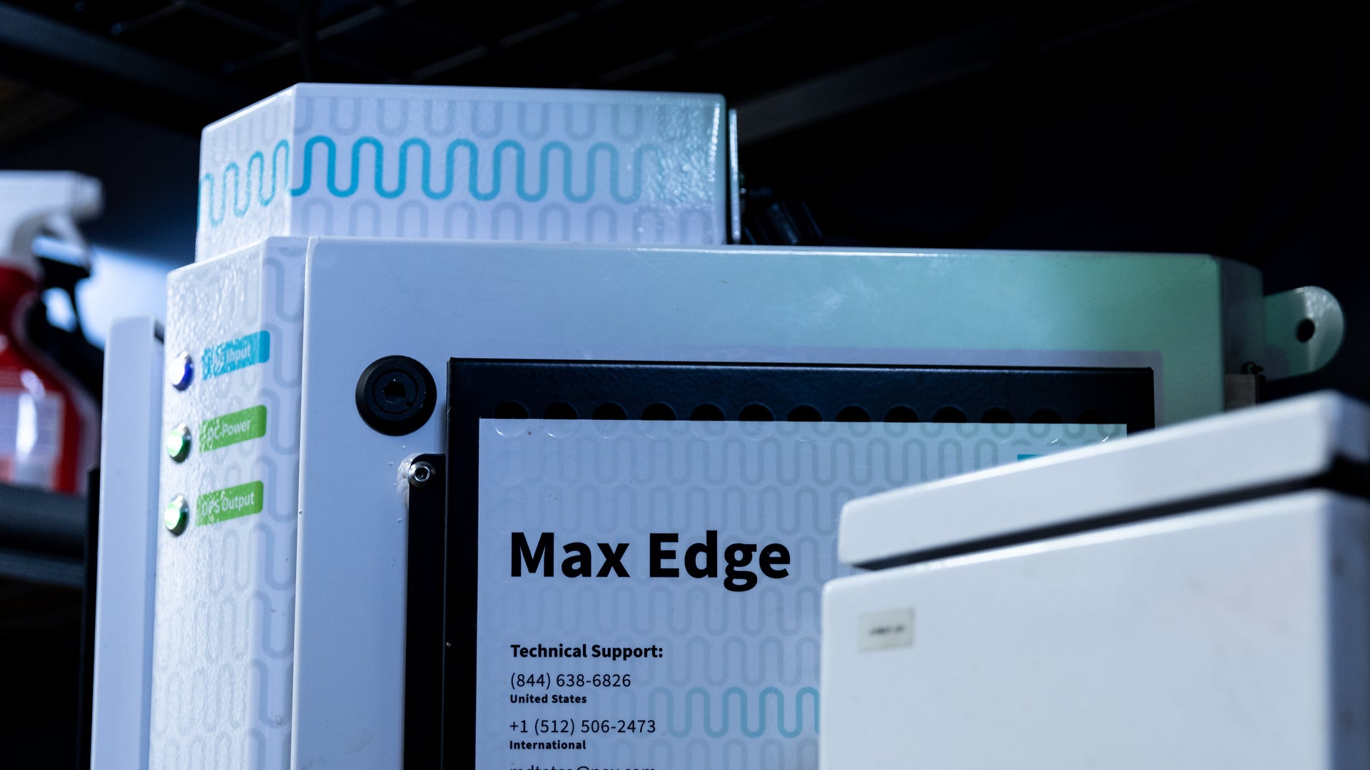 MD Totco, NOV, Max Edge branded equipment on a shelf