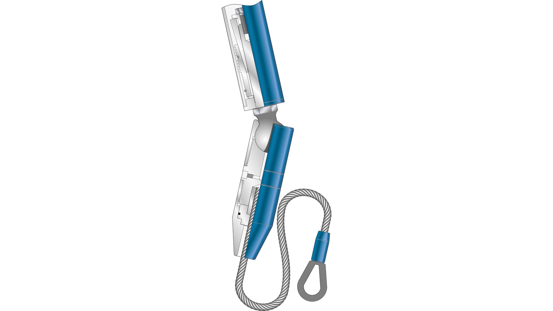 Render of a tube × cable connector (button style)