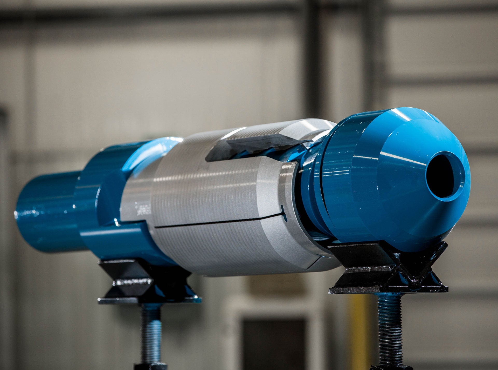 Three fourths shot of a Bowen Wide Catch P and A Spear held up on tripods