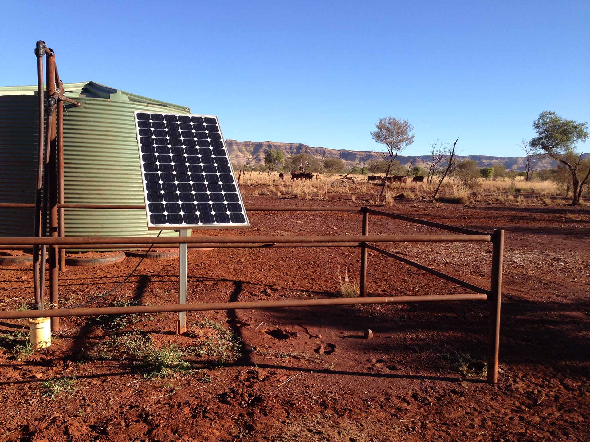 Above ground shot of water pump with solar panel