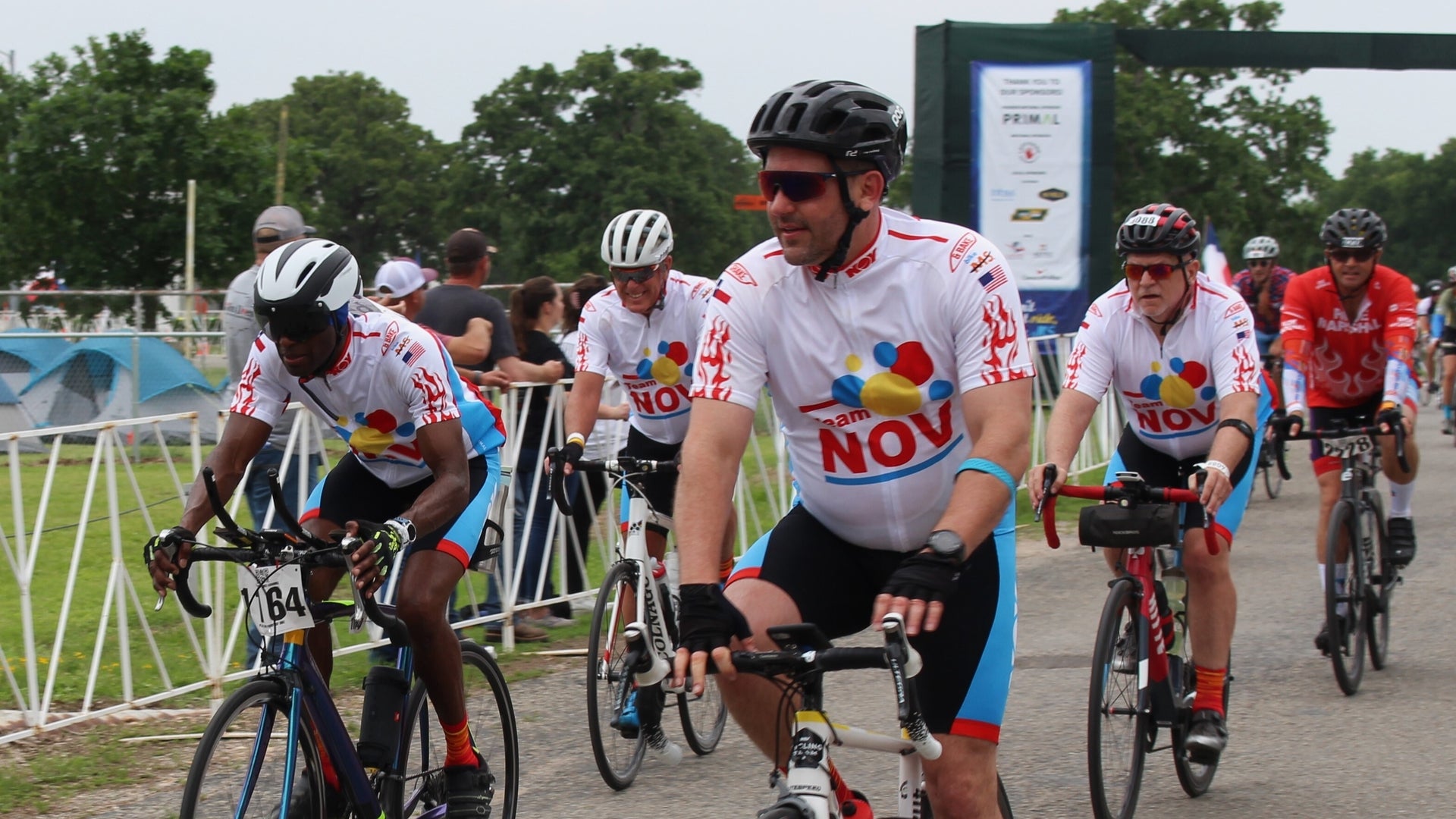NOV team riding bicycles at the 2024 MS-150